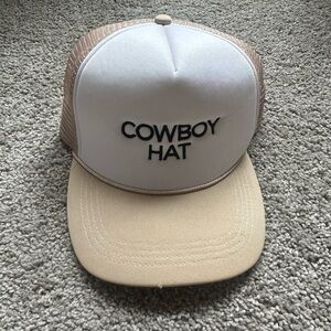 Cowboy Hat White and Tan Trucker Cap